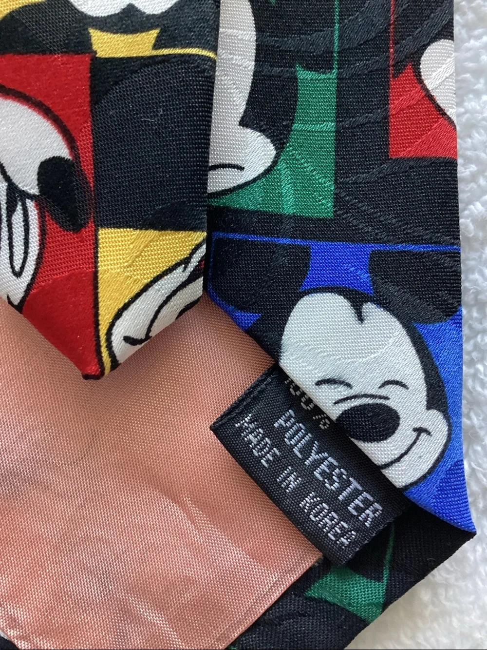 Hot Cakes Mickey Mouse Multicolor Cartoon Square Pattern Tie